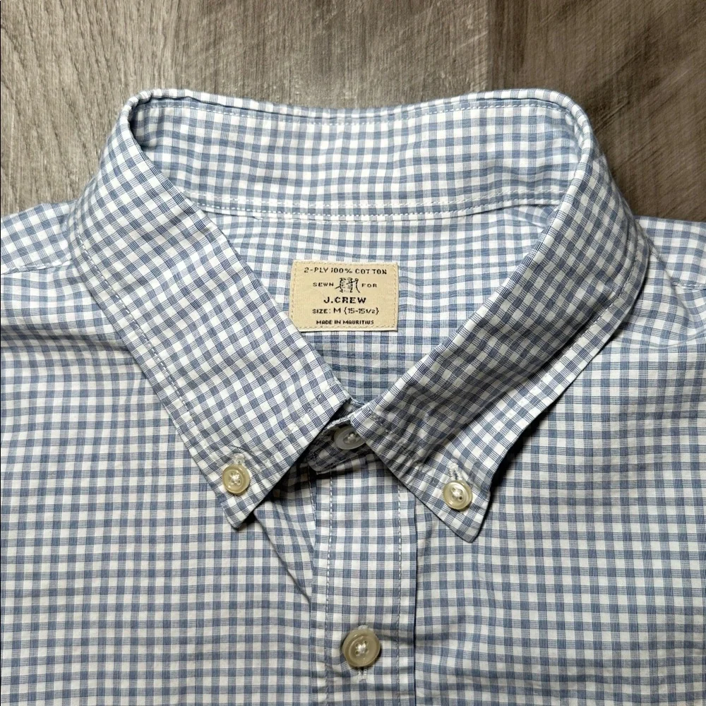 J. Crew 2-Ply Cotton Gingham Plaid Long Sleeve Button Down - Medium